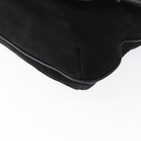 Authentic Salvatore Ferragamo Gancini Shoulder Bag Suede Leather Black Gold - Picture 3 of 16